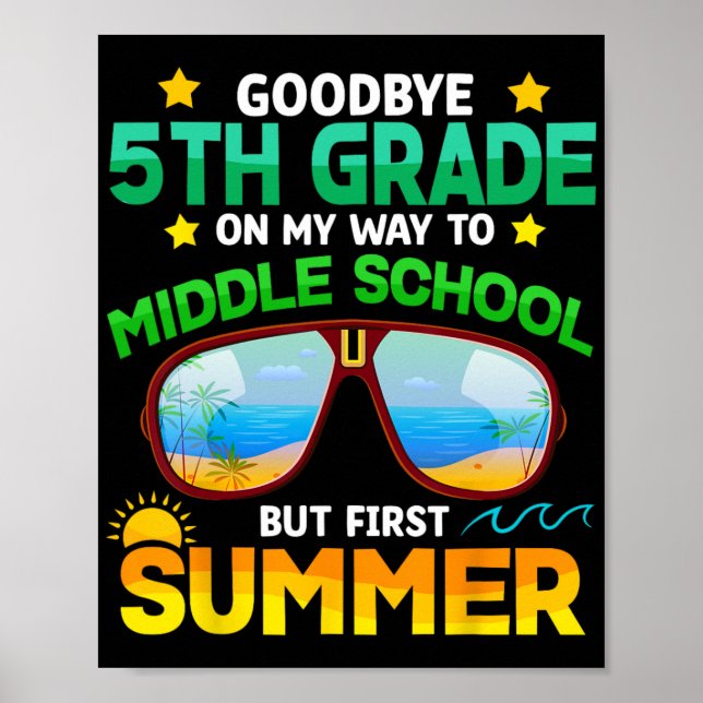 Póster Primer Grado De Verano De Grado De Educación Media (Frente)