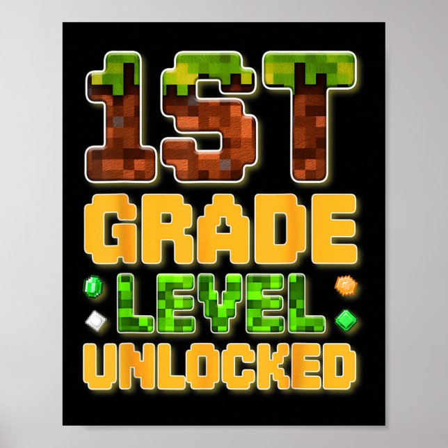 Póster Primer Grado Grado Desbloqueado De Regalo Escolar  (Frente)