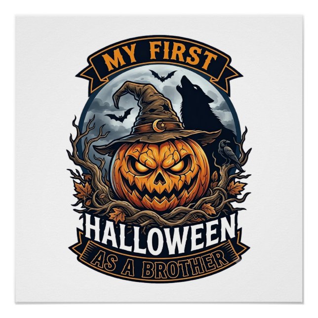 Póster Primer Halloween como hermano Pumpkin Wolf Moon_1 (Anverso)
