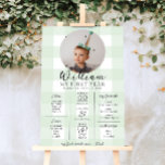 Póster Primer hito de cumpleaños de Gingham Verde<br><div class="desc">Celebra los primeros 12 meses de tu pequeño con este primer signo de hito de cumpleaños. Personalizar el cartel con los hitos anuales de su bebé. Para añadir texto al diseño,  simplemente seleccione el botón "Personalizar It" de arriba para las funciones de personalización más avanzadas.</div>