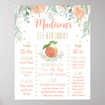 Primer hito de cumpleaños de Peach Gold Floral