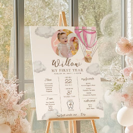 Póster Primer hito de cumpleaños de Pink Beary