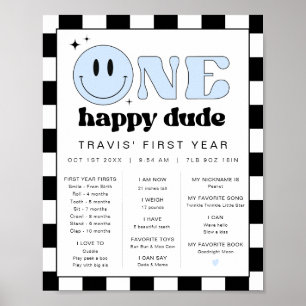 Póster Primer hito de cumpleaños de TRAVIS Happy Dude