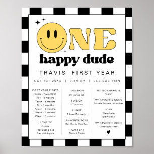Póster Primer hito de cumpleaños de TRAVIS Happy Dude