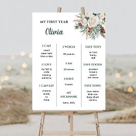 Póster Primer hito de cumpleaños del invierno de Evergree