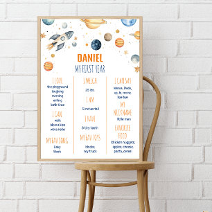 Póster Primer hito de la fiesta de cumpleaños del astrona