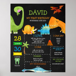 Póster Primer hito del calendario de cumpleaños de Dinosa