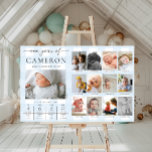 Póster Primer hito fotográfico de cumpleaños de Gingham a<br><div class="desc">Celebra los primeros 12 meses de tu pequeño con este primer cumpleaños de un año de fotos de hitos. Personalizar el cartel con tus imágenes de hitos mensuales y datos divertidos del bebé. Para añadir texto al diseño, simplemente seleccione el botón "Personalizar It" de arriba para las funciones de personalización...</div>