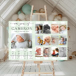 Póster Primer hito fotográfico de Green Gingham<br><div class="desc">Celebra los primeros 12 meses de tu pequeño con este primer cumpleaños de un año de fotos de hitos. Personalizar el cartel con tus imágenes de hitos mensuales y datos divertidos del bebé. Para añadir texto al diseño, simplemente seleccione el botón "Personalizar It" de arriba para las funciones de personalización...</div>