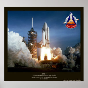 Póster Primer lanzamiento del transbordador espacial STS-