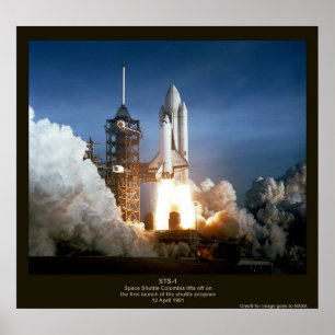 Póster Primer lanzamiento STS-1 Columbia del