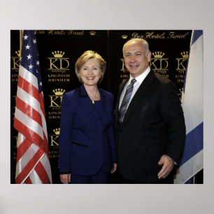 Póster Primer Ministro Netanyahu y Hillary Clinton
