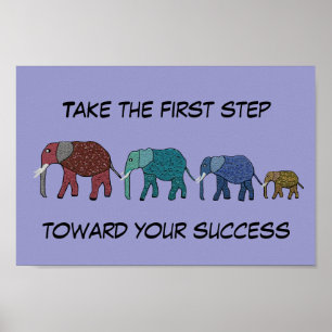Póster Primer paso hacia el poster de motivación del