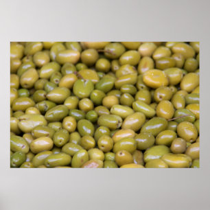 Póster Primer plano de aceitunas verdes