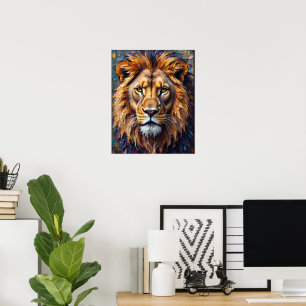 Póster Primer plano de león feroz