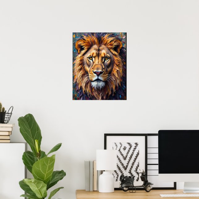Póster Primer plano de león feroz (Oficina en casa)