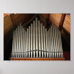 Póster Primer plano de órgano de tubos de iglesia bajo te