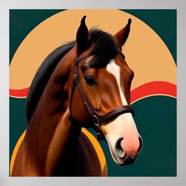 Póster Primer plano de un caballo elegante (Frente)