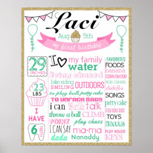 Póster Primer poster de tablero de signos de hito de cump