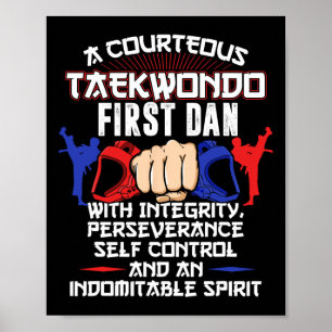 Póster Primer regalo de Dan Taekwondo 5 Tenets Nivel del 