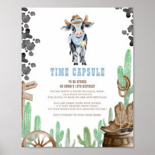 Póster Primer Rodeo Bebé Vaquero del Oeste Cápsula del Ti