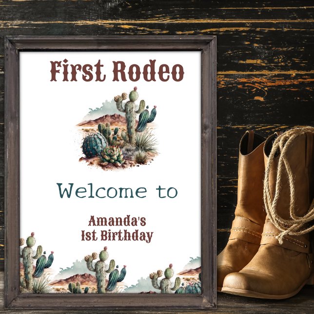 Póster Primer Rodeo Occidente Cactus Cumpleaños Retro (Subido por el creador)