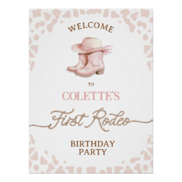 Póster Primer Rodeo Rosa Dusty Primer Signo de Bienvenida