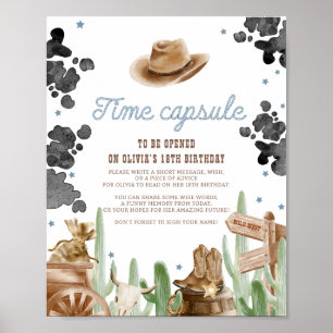 Póster Primer Rodeo Signo de Cápsula del Tiempo del Oeste