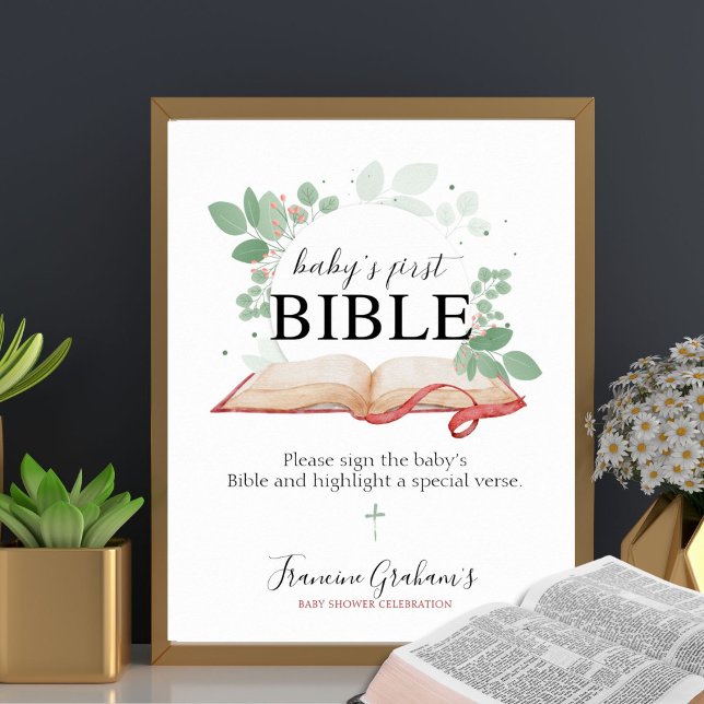 Póster Primer Rótulo de Baby Shower de la Biblia del Bebé (Subido por el creador)