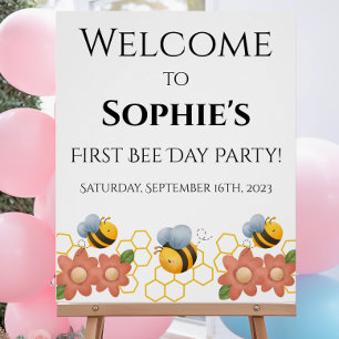 Póster Primer signo de bienvenida del Día de la Abeja - P