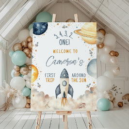 Póster Primer viaje alrededor de la bienvenida al cumplea