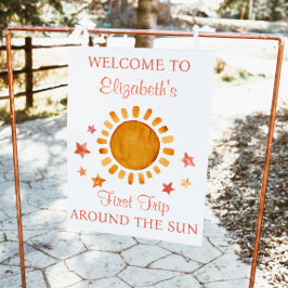 Póster Primer viaje alrededor del post de bienvenida Sun-