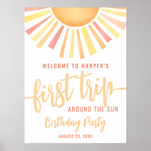 Póster Primer Viaje Alrededor Del Sol Cumpleaños 1er Bien