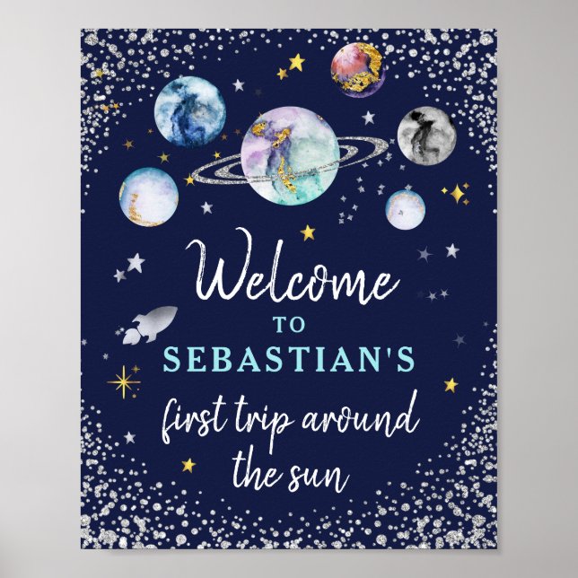 Póster Primer Viaje De La Fiesta Del Cumpleaños Espacial  (Frente)