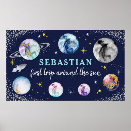Póster Primer Viaje De La Fiesta Del Cumpleaños Espacial 