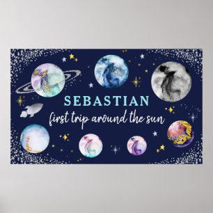 Póster Primer Viaje De La Fiesta Del Cumpleaños Espacial