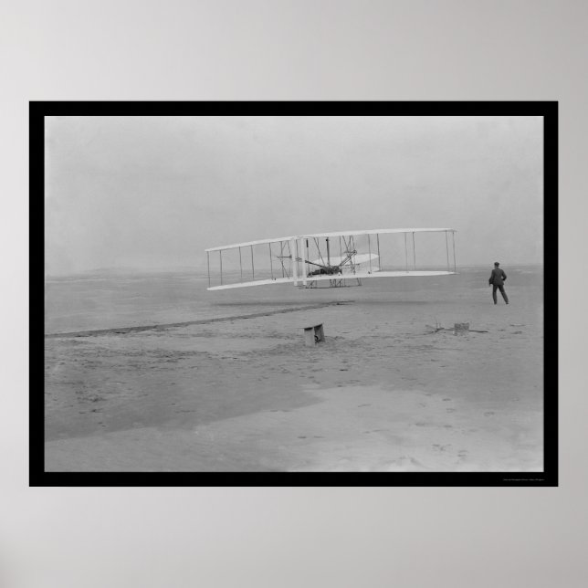 Póster Primer vuelo de avión, Kitty Hawk 1903 (Frente)