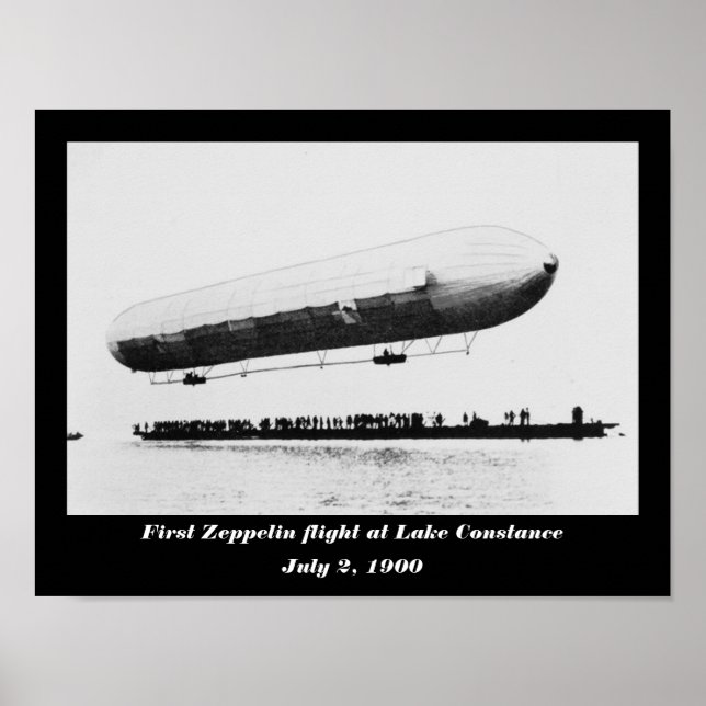 Póster Primer vuelo de Zeppelin en el lago de Constanza (Frente)