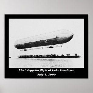Póster Primer vuelo del zepelín en el lago de Constanza