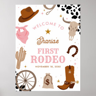 Póster Primera bienvenida de cumpleaños de Rodeo Chica Oc