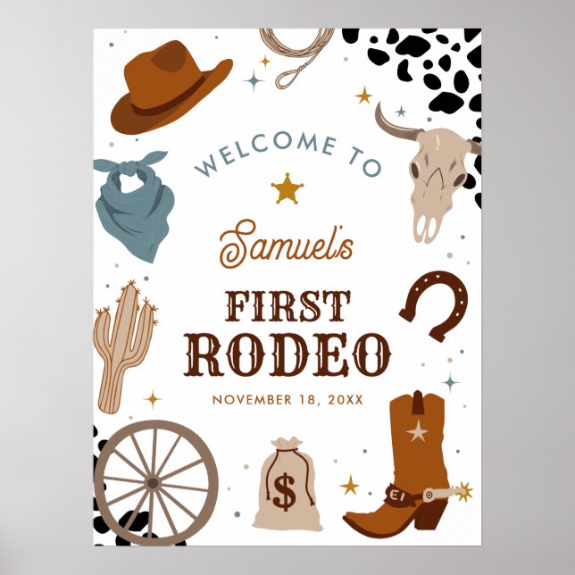 Póster Primera bienvenida de cumpleaños de Rodeo Western  (Frente)