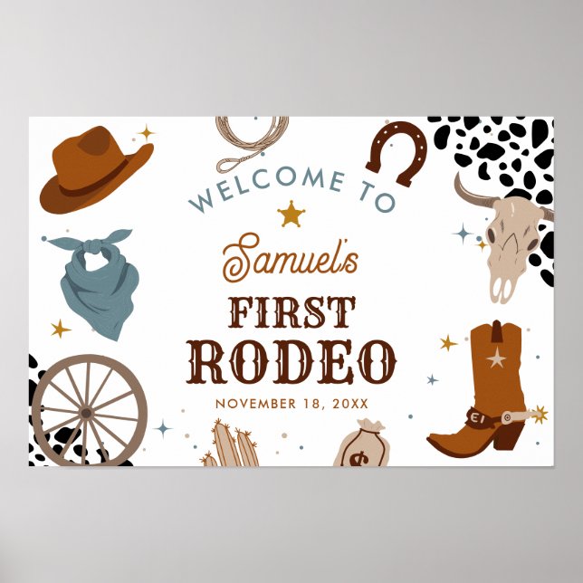 Póster Primera bienvenida de cumpleaños de Rodeo Western  (Frente)
