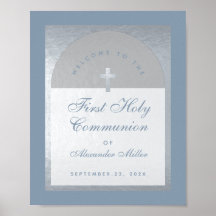 Primera Comunión Bienvenida Arco de Plata Azul Pol