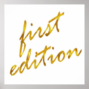 Póster Primera edición Cita Faux Relieve metalizado dorad