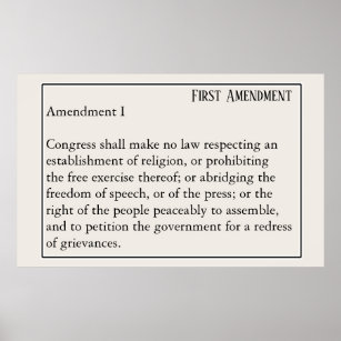 Póster Primera enmienda a la Constitución Libertad de exp