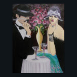 PÓSTER PRIMERA FECHA, POSTER DE ART DECO<br><div class="desc">Pintura original de una pareja de artistas acrílicos... ... ..Una pareja en una primera cita, intrigante y misterioso. El entorno es una mesa romántica con un gran jarrón de rosas, luces bajas y una mesa alejada de la multitud que recuerda a la historia. Una gran pintura que puede ser una...</div>