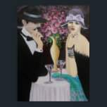 PÓSTER PRIMERA FECHA, POSTER DE ART DECO<br><div class="desc">Pintura original de una pareja de artistas acrílicos... ... ..Una pareja en una primera cita, intrigante y misterioso. El entorno es una mesa romántica con un gran jarrón de rosas, luces bajas y una mesa alejada de la multitud que recuerda a la historia. Una gran pintura que puede ser una...</div>