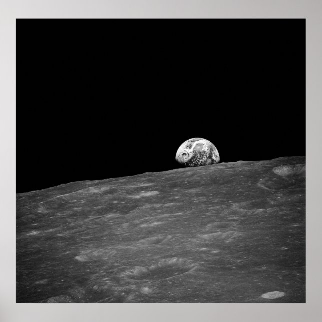 Póster Primera fotografía de un Earthrise tomada por Apol (Frente)