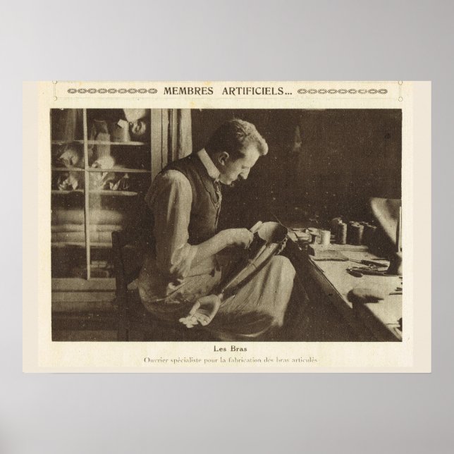 Póster Primera Guerra Mundial, Francia, haciendo prótesis (Frente)