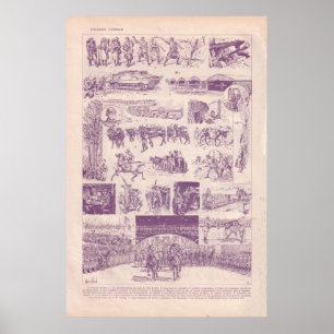 Póster Primera Guerra Mundial, soldados y equipo